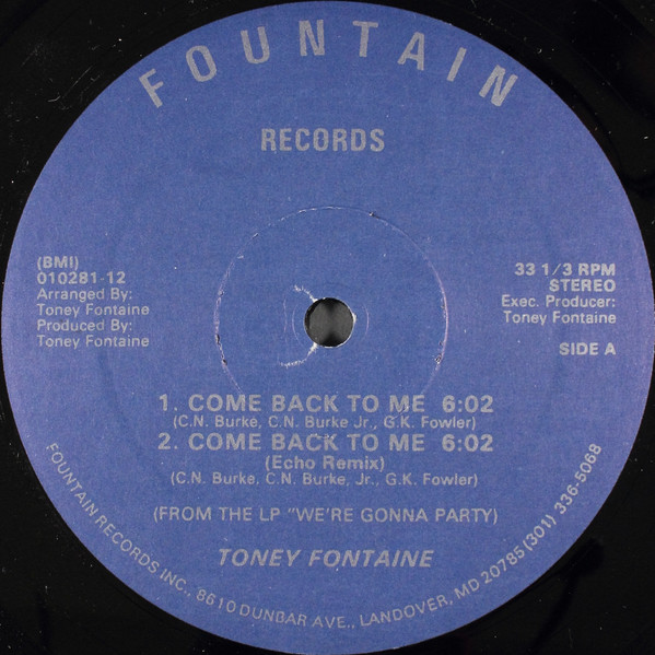 Toney Fountaine - Come Back To Me cover reference