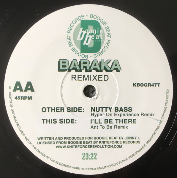 Baraka - Nutty Bass (Hyper On Experience Remix) / I'll Be There (Ant To Be Remix) cover reference