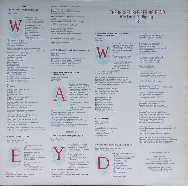 The Incredible String Band - Wee Tam & The Big Huge cover reference